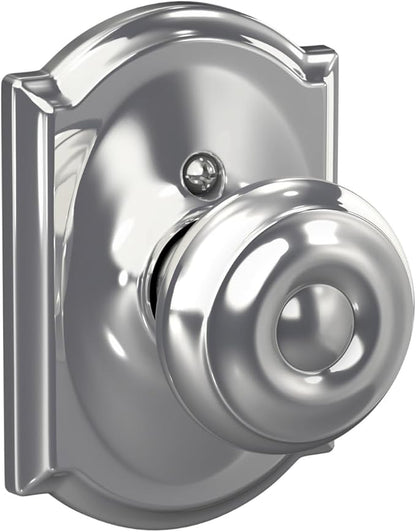SCHLAGE Georgian Knob with Camelot Trim Non-Turning Lock, Bright Chrome (F170 GEO 625 CAM)