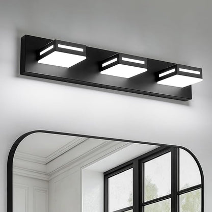 LED Modern Bathroom Light Fixtures, 3-Light 24-Inch Dimmable 5CCT Adjustable Matte Black Vanity Lights for Bathroom Lighting Fixtures Over Mirror, 350° Rotatable Wall Lamp