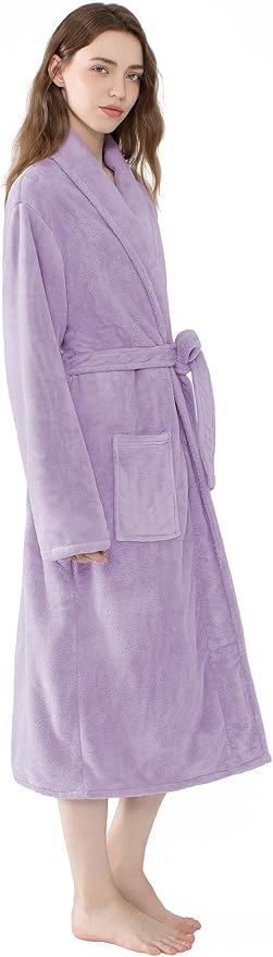 Soft Robe For Women，Warm Plush Bath Robes Female，Spa Towel After Shower Lightweight Long Bathrobe