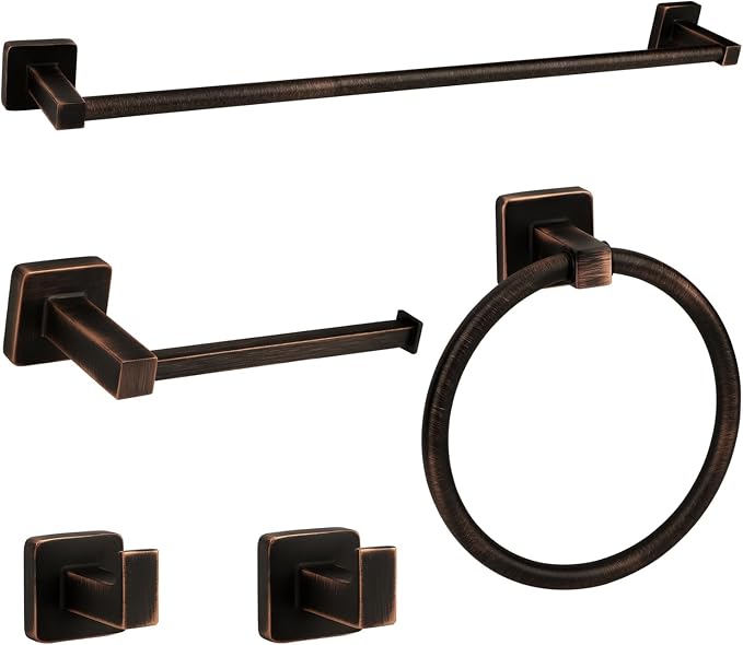 5 Piece Bathroom Hardware Accessories Set Oil Rubbed Bronze,24 Inch Towel Bar Set,Towel Rack Set,Bathroom Towel Holder Set