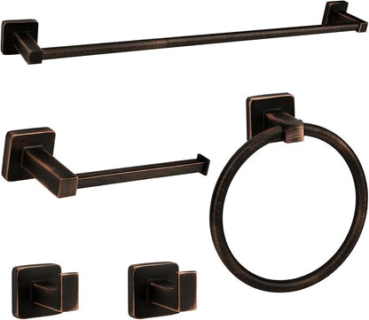 5 Piece Bathroom Hardware Accessories Set Oil Rubbed Bronze,24 Inch Towel Bar Set,Towel Rack Set,Bathroom Towel Holder Set