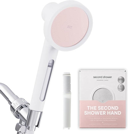 SecondShower Filtered Shower Head with Handheld for Hard Water - NSF Certified 99.9% Chlorine Removal, High Pressure, Korean Vitamin C Filter for Soft Skin & Hair (Blossom Pink)