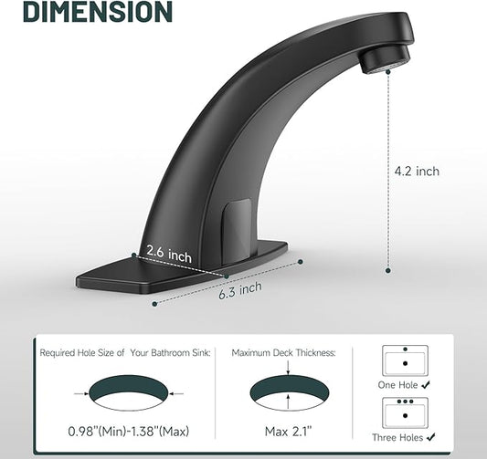 Touchless Bathroom Sink Faucets, Greenspring Automatic Faucet Bathroom Commercial Motion Sensor Faucet Battery or Plug-in Powered with Control Box and Temperature Mixer, Black