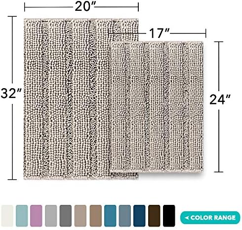 Turquoize Bathroom Rug Set, 2 Piece Soft Absorbent Chenille Bath Rug Set