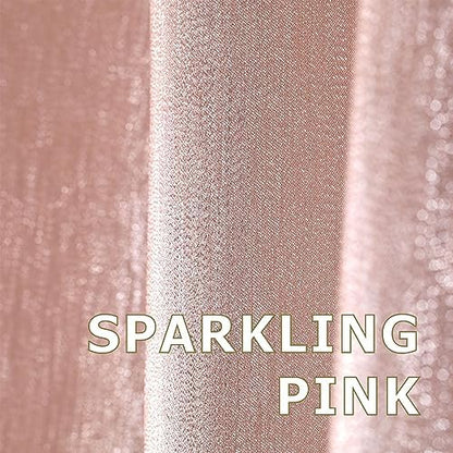 Blush Pink Glitter Shower Curtain: Waterproof Washable Quick Dry, 84Lx72W