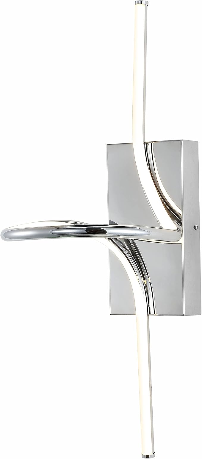 JONATHAN Y Sketch 9" Integrated LED Abstract Metal Vanity Sconce, Chrome | Dimmable Hardwired Wall Lamp, ETL Listed Modern Minimalist Decor, Bathroom Mirror Light, 18W 1040 Lumens