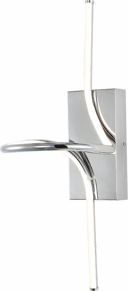 JONATHAN Y Sketch 9" Integrated LED Abstract Metal Vanity Sconce, Chrome | Dimmable Hardwired Wall Lamp, ETL Listed Modern Minimalist Decor, Bathroom Mirror Light, 18W 1040 Lumens