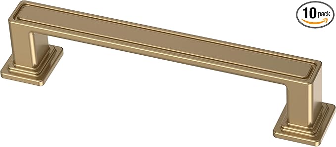 Franklin Brass 10 Pack Champagne Bronze Gold Cabinet Handles 3-3/4 inch (96mm) Kitchen Cabinet Handles and Drawer Pulls for Cupboards and Dressers | Recessed Square