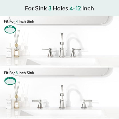 CREA 2 Handles Bathroom Faucet 3 Hole,8 Inch Widespread Bathroom Faucets with Pop Up Drain for Sink Overflow,3 Pieces Brushed Nickel Faucet for Bathroom Vanity Basin Mixer Tap(cPUC Supply Line)