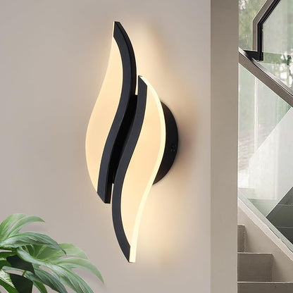 CANEOE Modern LED Wall Sconce 3000K Black Indoor Wall Light Fixtures Acrylic Wall Sconce Lighting for Living Room Bedroom Bedside Bathroom Hallway Stairway Wall Lamp (Black, 1 Pack, 3000K)