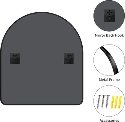 FORBATH Arched Mirror 36x40 Inch, Black Arched Mirror Wall Mounted Modern Black Aluminum Frame Decor Large for Dresser Bedroom Living Room Entryway, Hanging or Leaning Against Wall