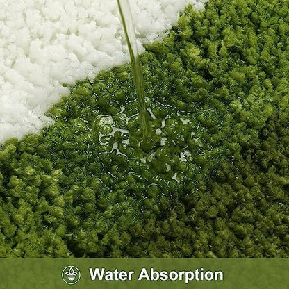 HAOCOO Bathroom Rugs Runner 18x47 inch, Non Slip Soft Green Rug Irregular Shape Bathroom Mats, Washable Absorbent Long Bathroom Rugs for Bedroom Aesthetic Bathtub Sink Shower