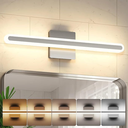 Brushed Nickel Vanity Lights for Bathroom, 5CCT Dimmable Vanity Light Bar | Above Mirror Makeup Mirror Light, Modern Bathroom Lighting Fixtures 23.6 inch 20W