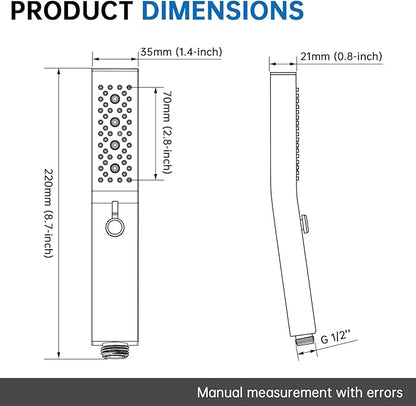 G-Promise All Metal Square 3 Function Handheld Shower Head(Chrome) | All Metal Construction, 3 Function Modes with Massage, Modern Look, Push Switch, Easy Installation