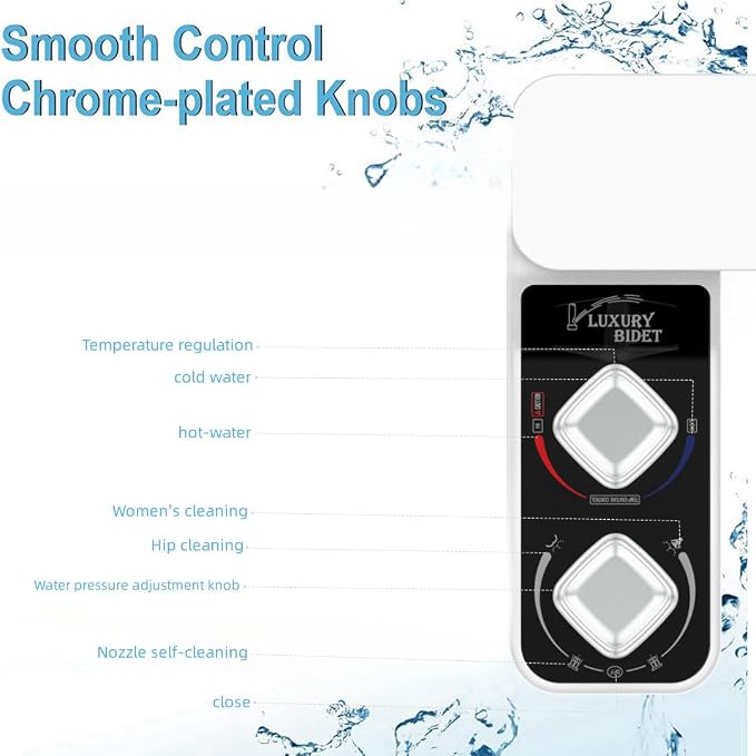 Bidet Attachment for Toilet, Hot and Cold Water Non-Electric Self Cleaning Dual Nozzle(Frontal/Rear Wash) for Bidet Toilet Seat, Adjustable Water Pressure, Extra Phone Holder for Bathroom