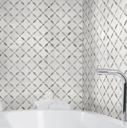 MSI Bianco Dolomite 11 in. x 11 in. Lola Polished Marble Tile for Kitchen Backsplash, Floor Tile, Wall Tile for Bathroom, Shower Wall Tile, Mesh Mounted Mosaic Tile