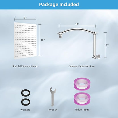 Hibbent All Metal 10'' Rain Shower Head with 16'' Extension Arm, Chrome | cUPC Certified High Pressure Rainfall Showerhead with Solid Brass Adjustable Shower Head Extension Arm, Fixed Showerheads
