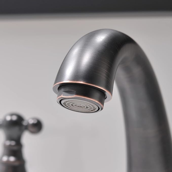 8 Inch 3 Hole Oil Rubbed Bronze Widespread Bathroom Faucet,Lavatory 2 Handles Vanity Sink Faucet with Copper Pop Up Drain, WF008-4-ORB