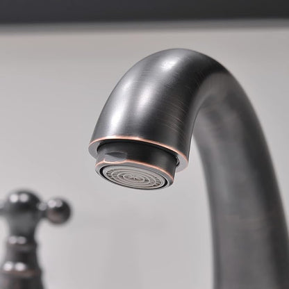 8 Inch 3 Hole Oil Rubbed Bronze Widespread Bathroom Faucet,Lavatory 2 Handles Vanity Sink Faucet with Copper Pop Up Drain, WF008-4-ORB