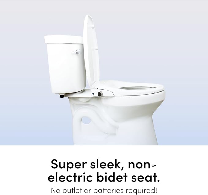TUSHY Wave Non-Electric Bidet Toilet Seat | Sleek Round Design, Quick-Release for Easy Cleaning | DuoFlow Front & Rear Wash, Self-Cleaning Nozzle, Soft-Close Lid, 10-Min DIY Install, Bamboo Knob