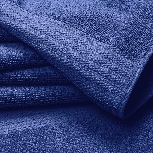 GLAMBURG Ultra Soft 12-Piece Washcloths Set 13x13-100% Ringspun Cotton - Durable & Highly Absorbent Face Towels - Ideal for use in Bathroom, Kitchen, Gym, Spa & General Cleaning - Navy Blue