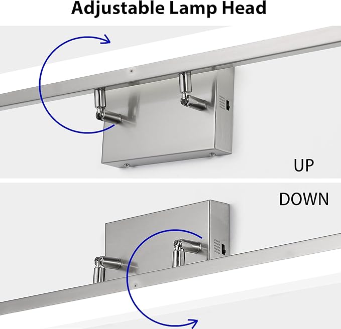 48in LED Vanity Light, Dimmable 46W 3000K-5000K 5CCT Modern Makeup Vanity Lighting Fixture, Brushed Nickel Adjustable Light Bar Over Mirror