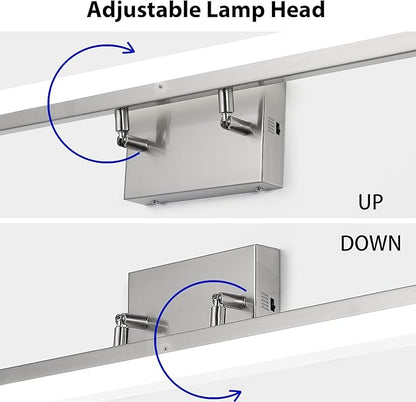 48in LED Vanity Light, Dimmable 46W 3000K-5000K 5CCT Modern Makeup Vanity Lighting Fixture, Brushed Nickel Adjustable Light Bar Over Mirror