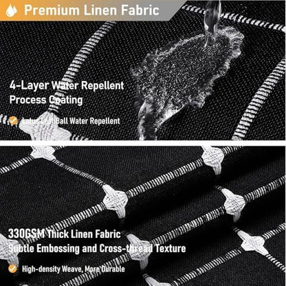 BTTN Extra Long Boho Farmhouse Linen Shower Curtain, 72x96, Black and White