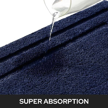 HOMEIDEAS Bathroom Rugs Sets 2 Piece,Soft Non Slip Bath Mat Navy Blue