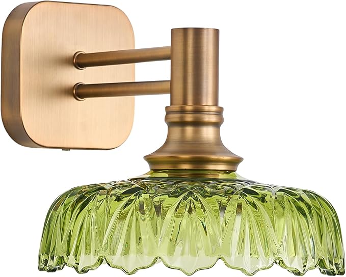 Vintage Glass Wall Sconces Green Vanity Lights Bathroom Light Fixture Over Mirror Wall Light for Picture Doorway Bathroom Bedroom Hallway Farmhouse