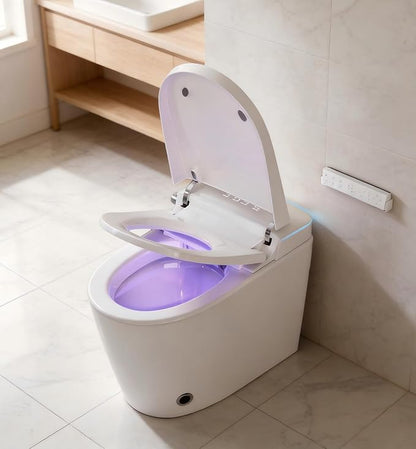 Smart Bidet Toilet, Booster Pump Powerful Flush, 1000g MaP, Auto Open Close | UV Light, Deodorization, Auto Soft Open/Close, Dual Flush, Heated Seat, Instant Warm Water, ADA Height for Bathrooms