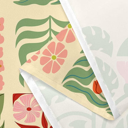 JAWO Retro Shower Curtain Vintage Abstract Boho Floral Shower Curtains for Bathroom Decor Pink Yellow Botanical Geometric Groovy Aesthetic Pattern Shower Curtain Sets with Hooks,70X70IN