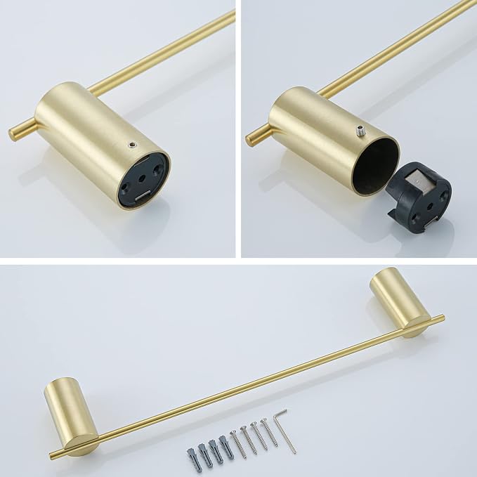 RANDOM Brushed Gold Towel Bar Rack Holder Rod 18 inch Hand Towel Holder for Bathroom Kitchen Hardware Accessories Wall Mount 96068-2-18BG