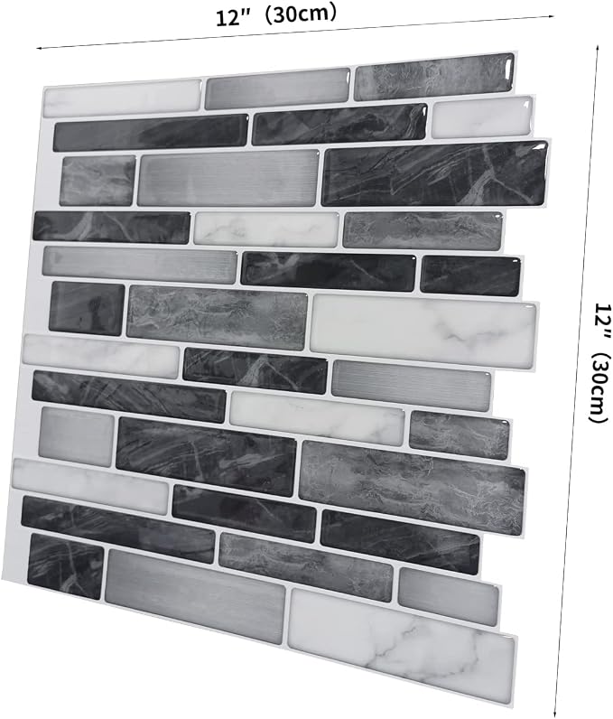 Art3d 10-Sheet Self-Adhesive Tile Backsplash for Kitchen, Vinyl Decorative Marble Tiles, 30 * 30cm | Strong Adhesion, Lightweight, Cuttable, Waterproof, Fadeless, Crack Resistant, for Kitchen, Bedroom, Ideal for Recently Moved