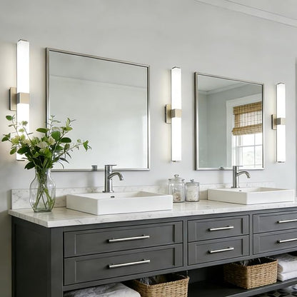 32 Inch Brushed Nickel 5CCT LED Vanity Light - Selectable Color Temperature Modern Bathroom Vanity Light Fixtures IP44