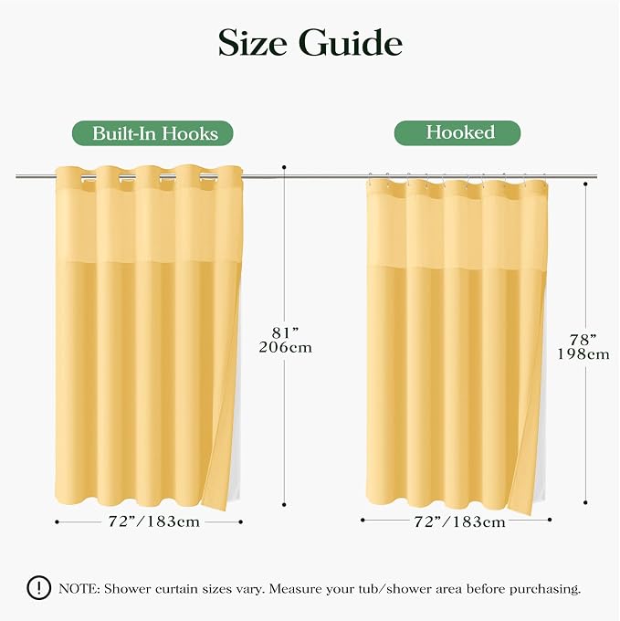 Gold Hook Free Waffle Shower Curtain & Snap-in Fabric Liner,72x81 | Less Time to install, 3 in 1 Fabric Shower Curtain and Liner Set with Magnets, Long, Shower Curtains for Bathroom