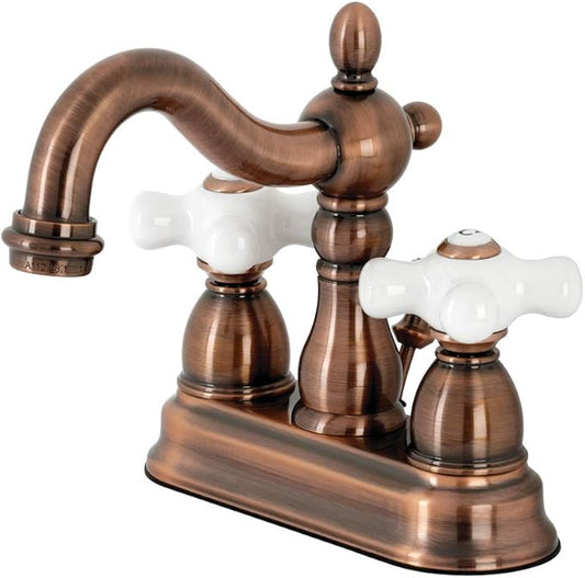 Kingston Brass KB160PXAC Heritage 4" Centerset Bathroom Faucet, Antique Copper,6.19 x 4.69 x 6.19