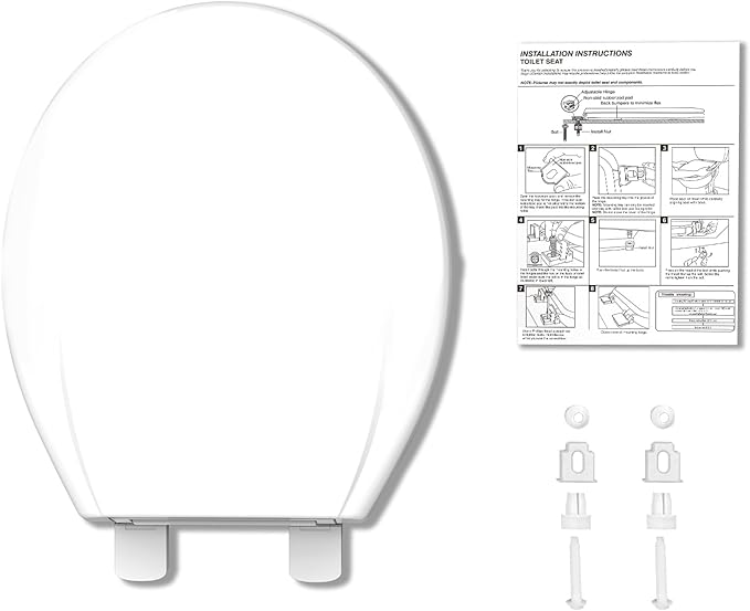 Round Toilet Seat, Soft-Slow Close, 17 Inch Round Toilet Seat For Round Toilets, Quiet-Close Lid And Seat, Easy To Install And Clean, Never Loosen, White