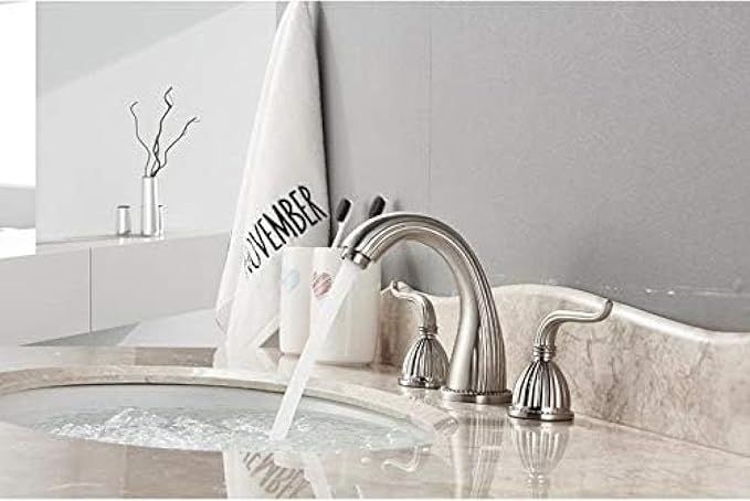 Basin Faucet Deck Mounted Bathroom Mixer Crane Dual Handle 3 Hole Cold and Hot Washing Tap-Antique Brass,Gold(Antique Brass)