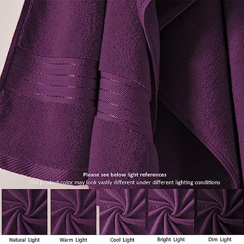 COZYART Luxury Hand Towels 4 PCS, Purple 100% Turkish Cotton 650 GSM