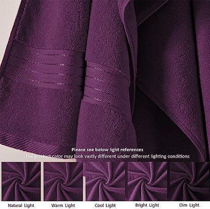 COZYART Luxury Hand Towels 4 PCS, Purple 100% Turkish Cotton 650 GSM