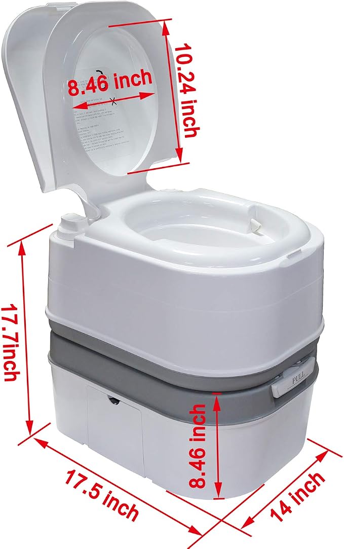 HTTMT- 6.3 Gallon 24L Advanced Portable Toilet Flush Camping Travel Piston Pump Commode [P/N: ET-TOILET002-24L]
