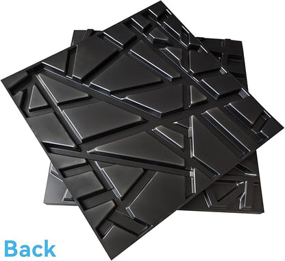 Art3d 19.7" x 19.7" (Pack of 12) Wall Panel Stripes, Black