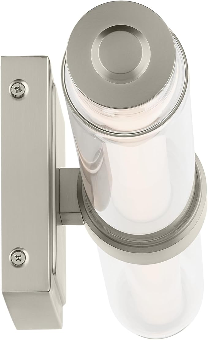 Kichler Laurene LED Bath Bar Light, Brushed Nickel | Linear vanity light with clear glass for mirrors and vanities (26.5" x 5"), 55238NILED