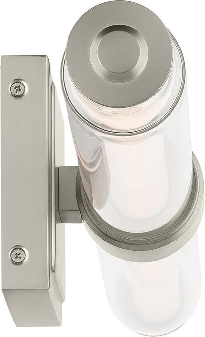 Kichler Laurene LED Bath Bar Light, Brushed Nickel | Linear vanity light with clear glass for mirrors and vanities (26.5" x 5"), 55238NILED