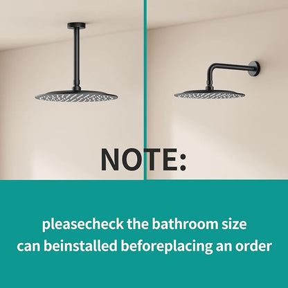 All Metal Rain Shower Head - Heavy Duty Stainless Steel, Easy Install, High Water Flow, Ultra-Thin Modern Design for Bathroom (D-Matte Black, 10)（BNW0088）