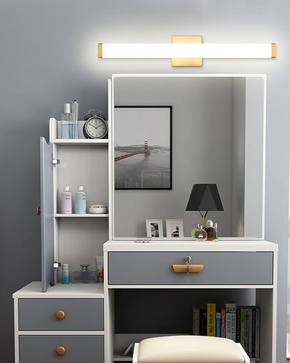 24" LED Bathroom Vanity Light 14W Brushed Brass 4000K Square | Natural White Light,Wall Bar Lighting,Rust & Moisture Resistant, Energy-saving, moisture-proof, for bathroom dresser mirror