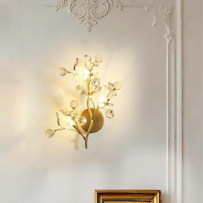 3-Light Gold Crystal Wall Sconce ModernVanity Light for Living Room BedroomHallway Bathroom Dressing Table
