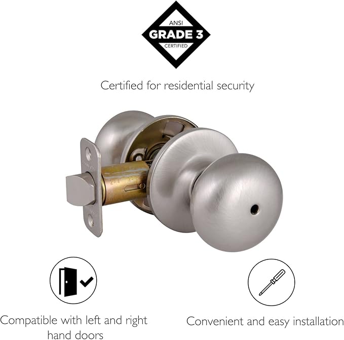 Design House 753319 Cambridge 2-Way Adjustable Privacy Door Knob, Satin Nickel