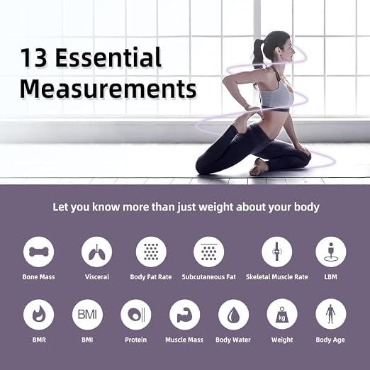 RunStar Scale for Body Weight and Fat Percentage 400lbs, 4 Electrodes Smart Bathroom Scale with APP, 11 iches